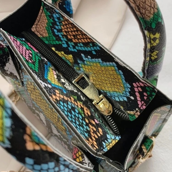Mini Snakeskin Print Satchel Bag - Picture 2 of 8